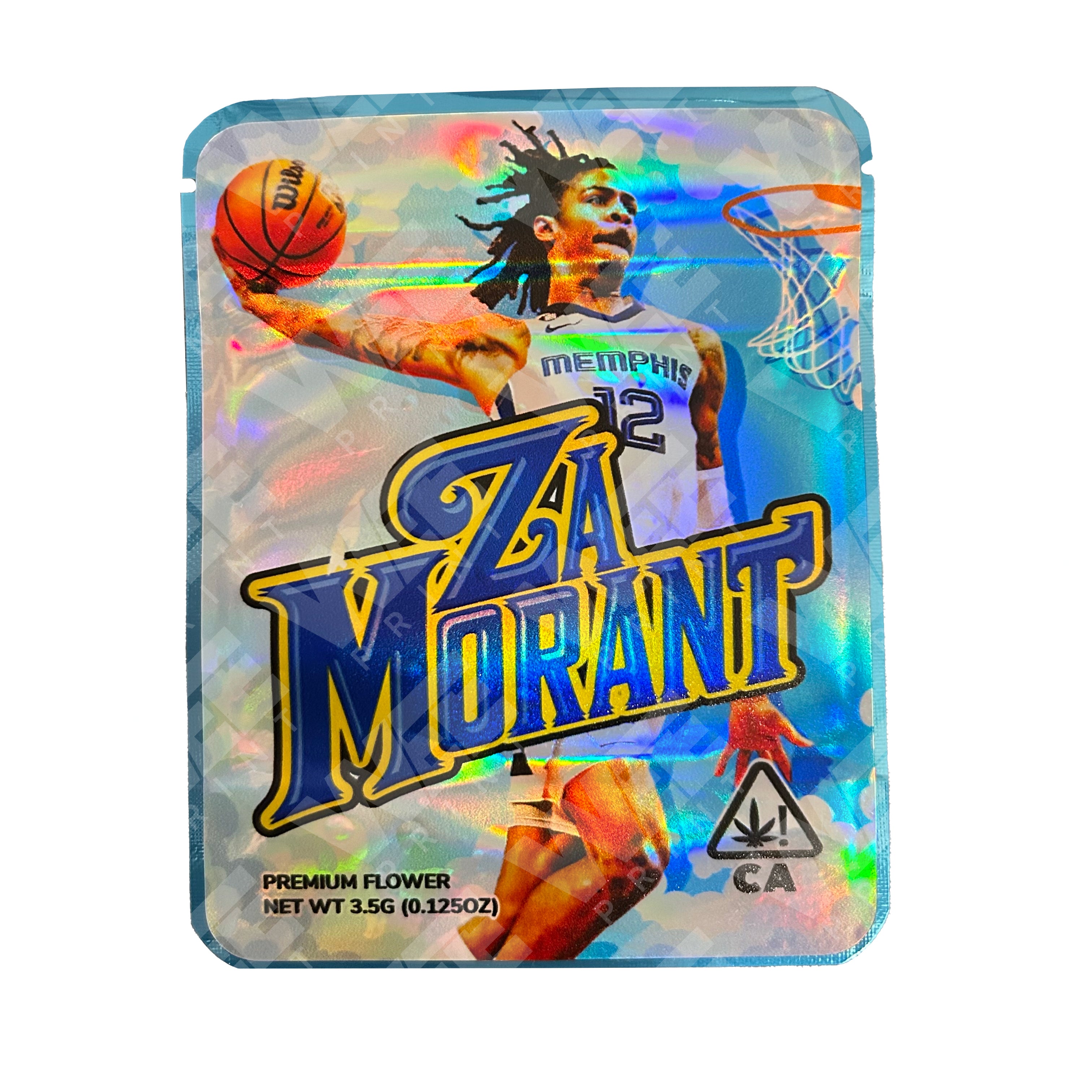 Za Morant 3.5g Custom UV Sticker Mylar Bags Custom Printed Mylar Bags