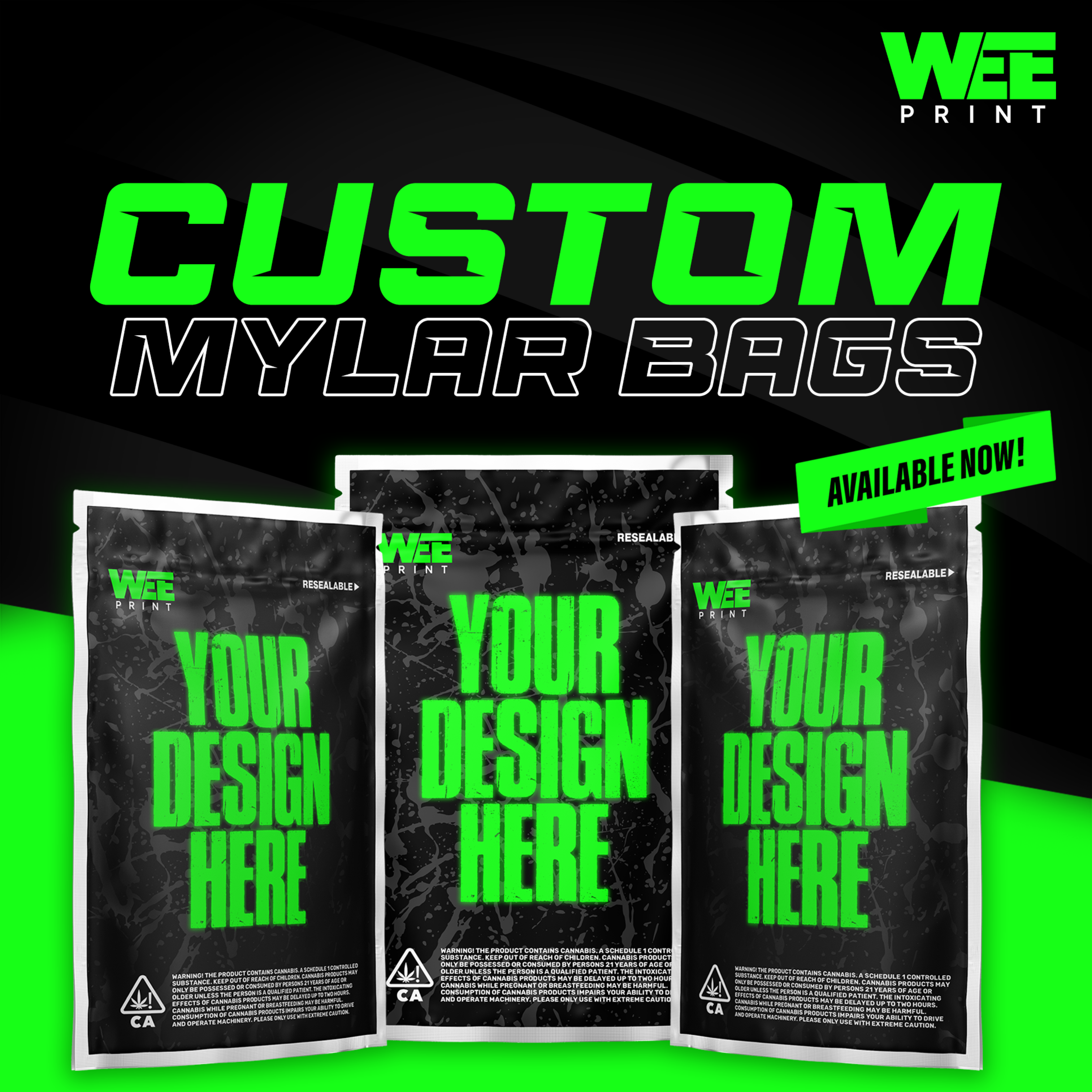 Custom UV Sticker Mylar Bags - Weeprint